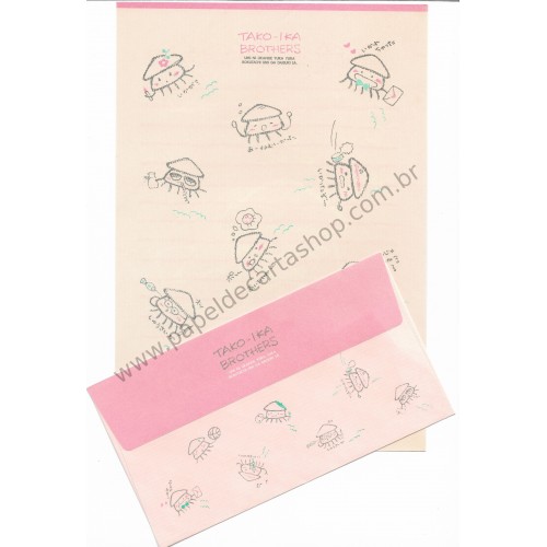 Conjunto de Papel de Carta Vintage TAKO-IKA Brothers GAKKEN JAPAN