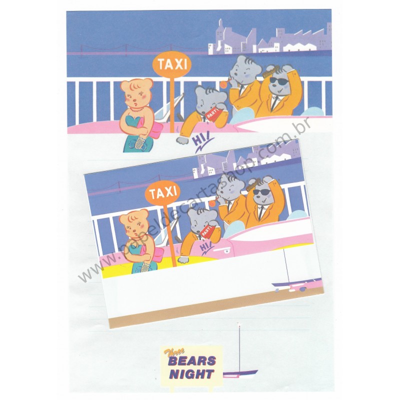Conjunto de Papel de Carta Antigo (Vintage) Three Bears Night CAZ