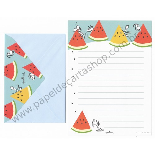 Conjunto de Papel de Carta Snoopy Watermelon - Vintage Peanuts Hallmark