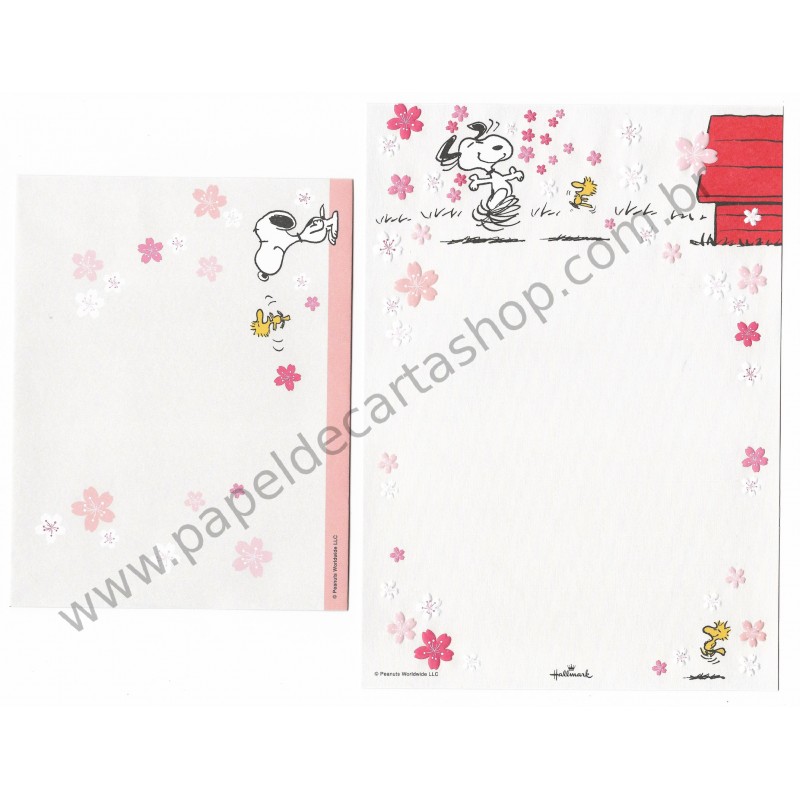 Conjunto de Papel de Carta Snoopy and Woodstock - Peanuts Nihon Hallmark