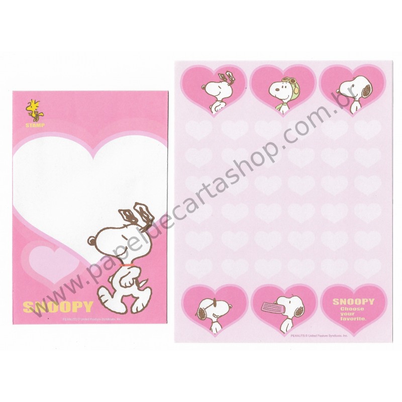 Conjunto de Papel de Carta Snoopy Choose Your Favorite CRS Heart - Peanuts