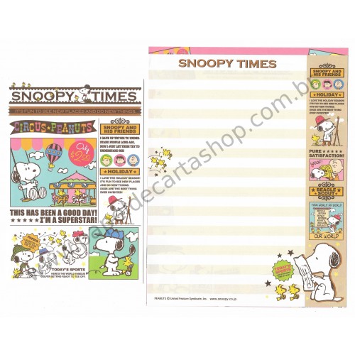 Kit 2 Conjuntos de Papéis de Carta Snoopy Times - Peanuts Japão