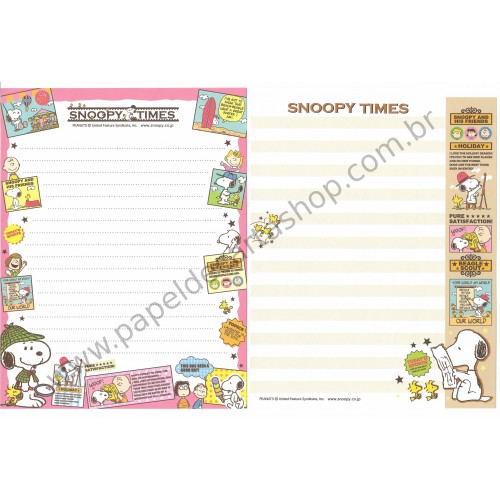 Kit 2 Conjuntos de Papéis de Carta Snoopy Times - Peanuts Japão