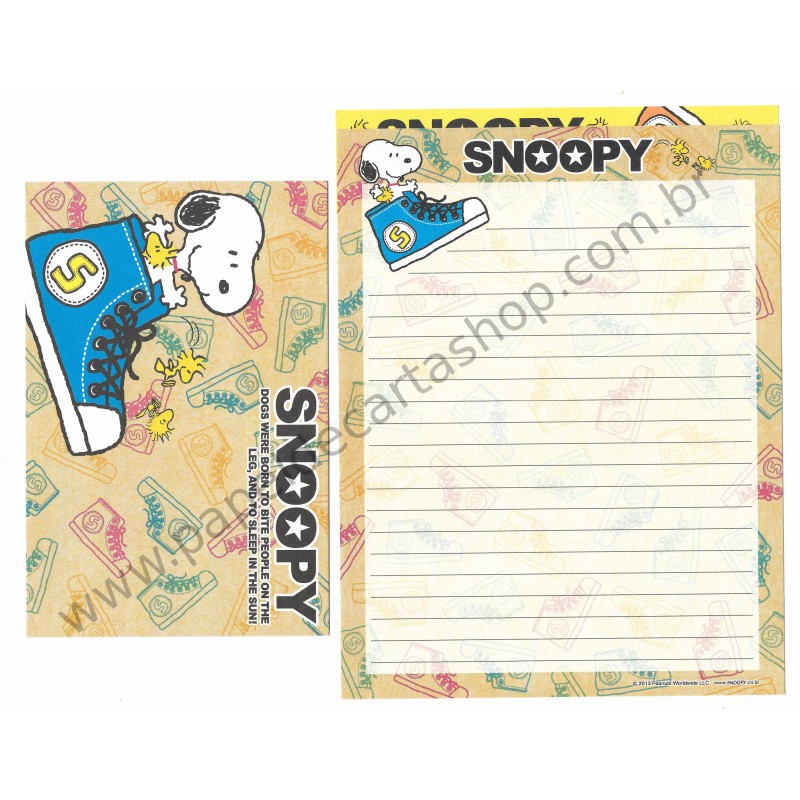 Kit 2 Conjuntos de Papéis de Carta Snoopy Shoes - Peanuts Japão 2013