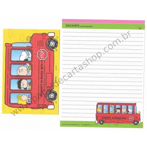 Kit 2 Conjuntos de Papéis de Carta Snoopy School Bus - Peanuts Japão 2011