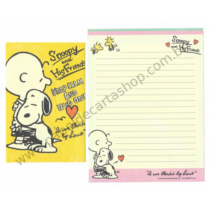 Conjunto de Papel de Carta Snoopy Keep Calm and Hug On CAM - Peanuts Japão 2015