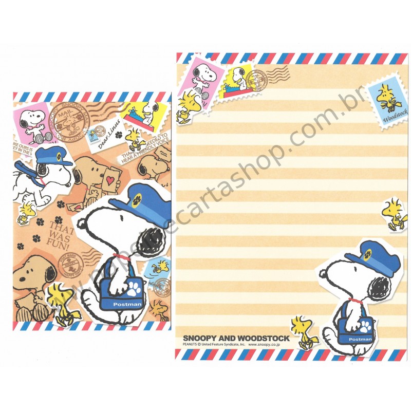 Conjunto de Papel de Carta Snoopy Postman - Peanuts Kamio Japão