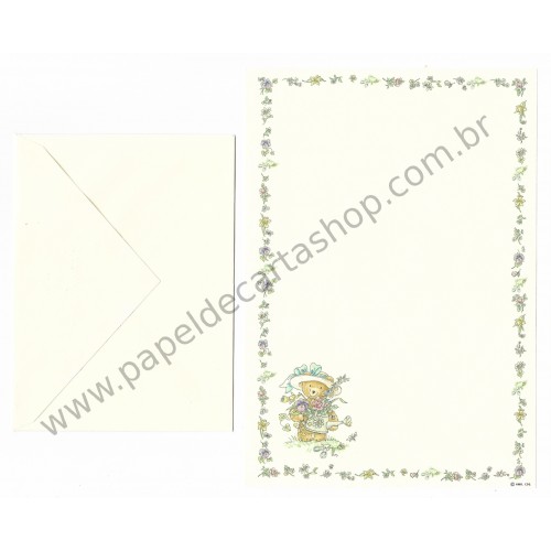 Conjunto de Papel de Carta Antigo Importado BEAR Hallmark