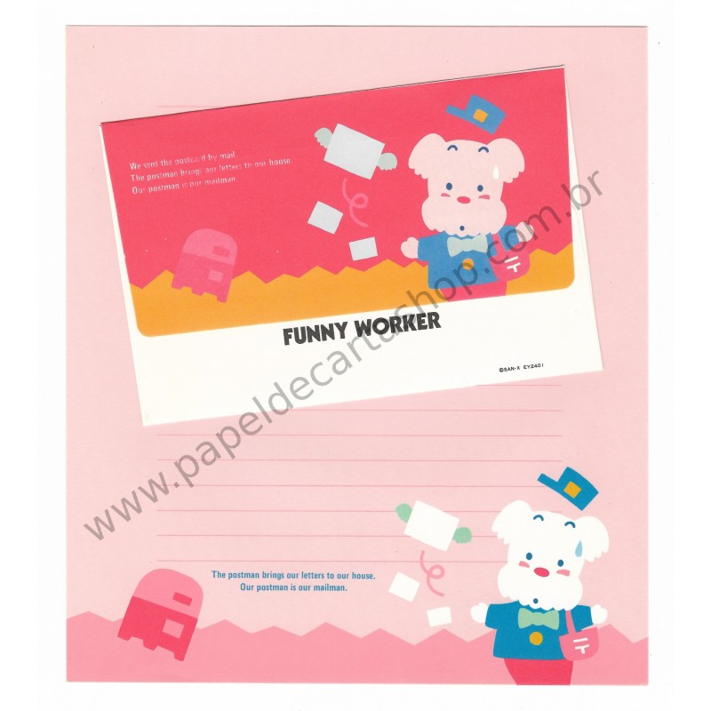 Conjunto de Papel de Carta Antigo (Vintage) Funny Worker CVM - San-X Japan