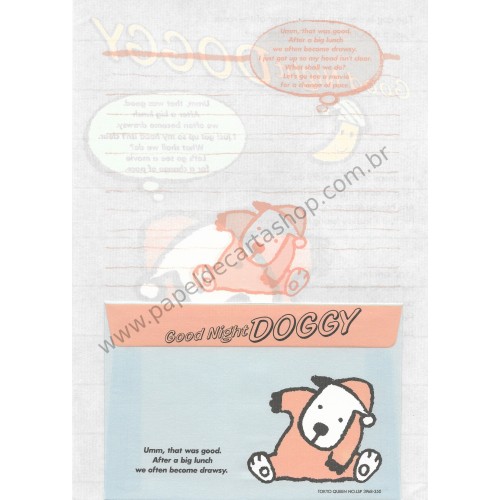 Conjunto de Papel de Carta Antigo (Vintage) Good Night Doggy - Tokyo Queen