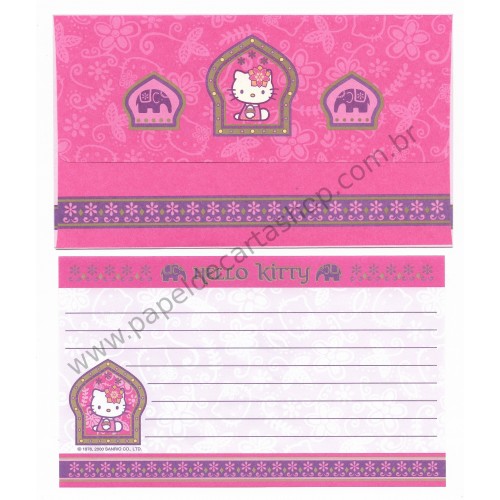 Ano 2000. Conjunto de Papel de Carta Kitty Indiana Sanrio