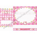 Ano 1998. Conjunto de Papel de Carta Hello Kitty Xadrez 1 Sanrio