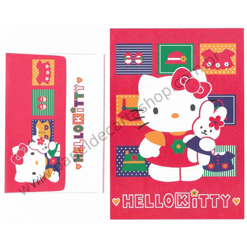 Ano 1996. Conjunto de Papel de Carta Kitty CVM Sanrio