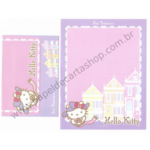 Ano 2003. Conjunto de Papel de Carta Hello Kitty San Francisco CLL Sanrio