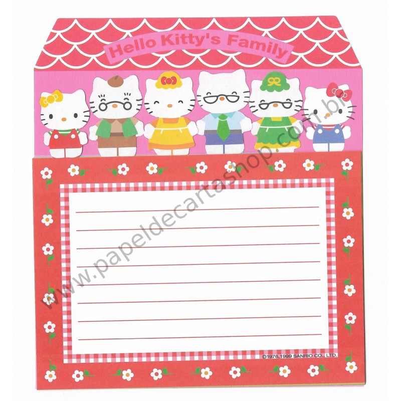 Ano 1999. Conjunto de 6 notas Hello Kitty's Family Sanrio