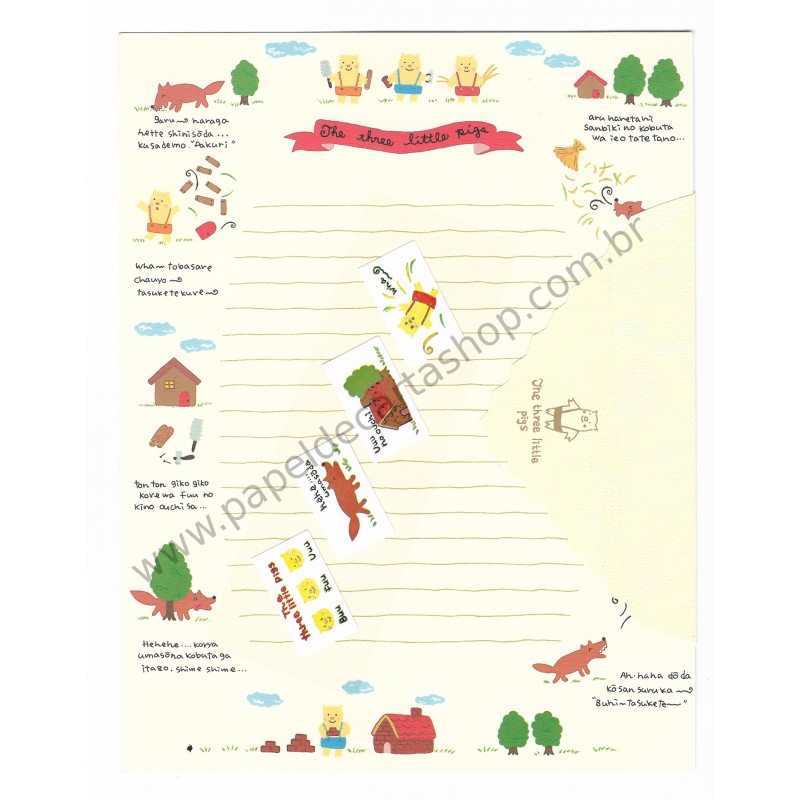 Conjunto de Papel de Carta Antigo (Vintage) The 3 Little Pigs G