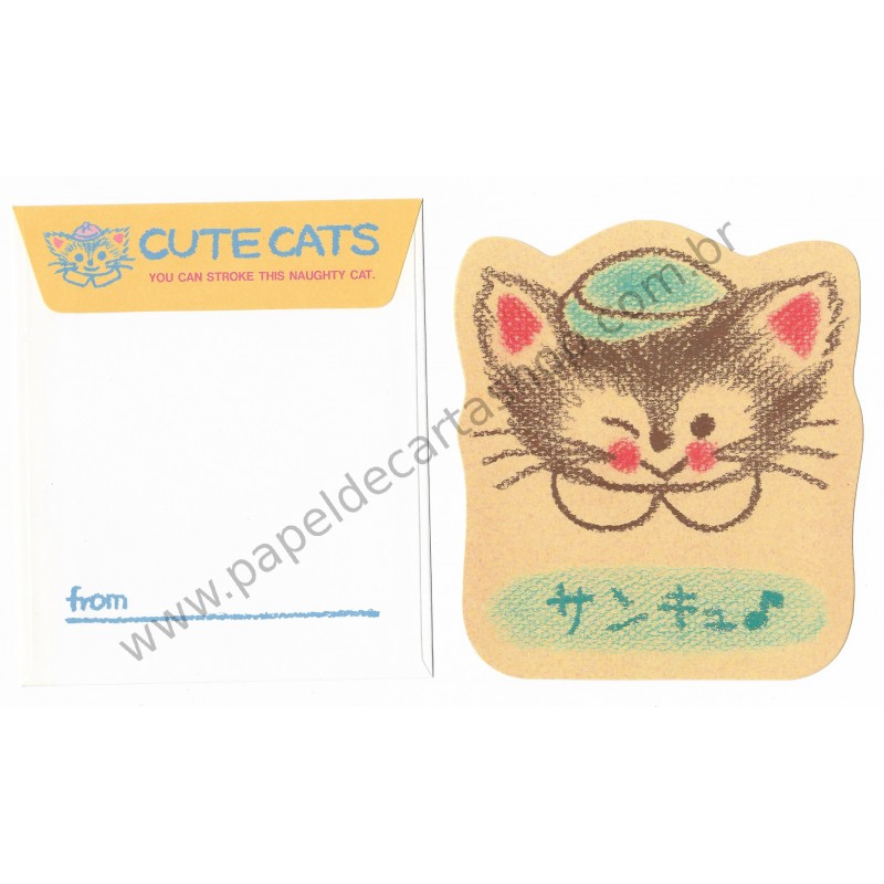 Conjunto de Papel de Carta Antigo (Vintage) Cute Cats CAZ