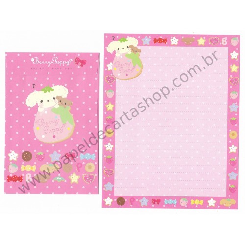 Kit 4 Conjuntos de Papel de Carta Berry Puppy II - SAN-X