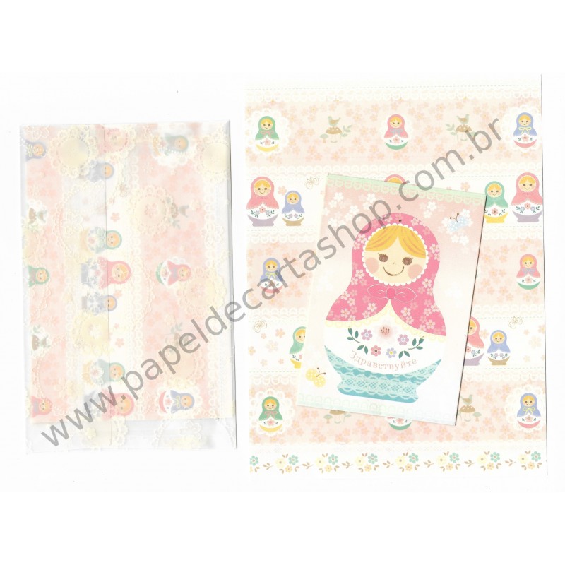 Conjunto de Papel de Carta Importado Matrioska - GAKKEN Japan