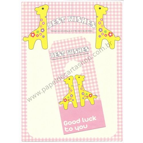 Conjunto de Papel de Carta Importado Best Wishes Giraffe CRS