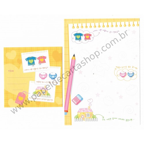 Kit 6 Conjuntos de Papel de Carta Importado OWL - Letter Korea