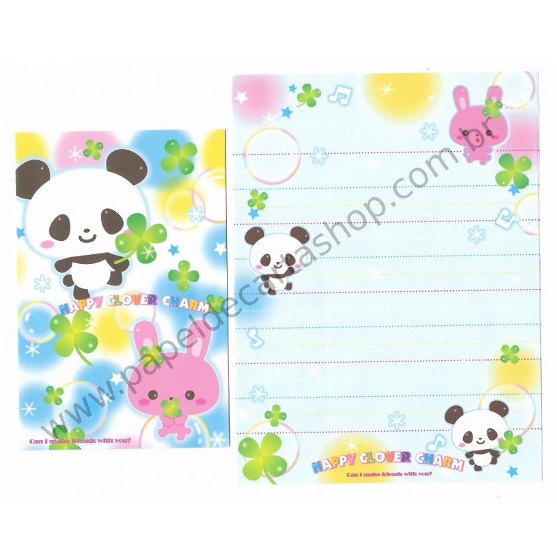 Conjunto de Papel de Carta Happy Clover Charm - DAISO Japan