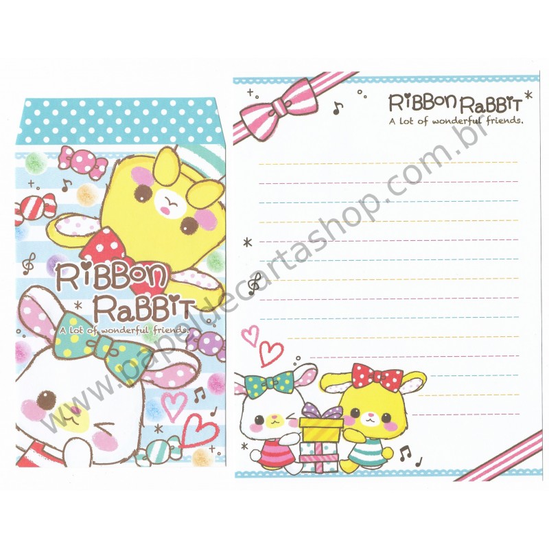 Conjunto de Papel de Carta Ribbon Rabbit - DAISO Japan