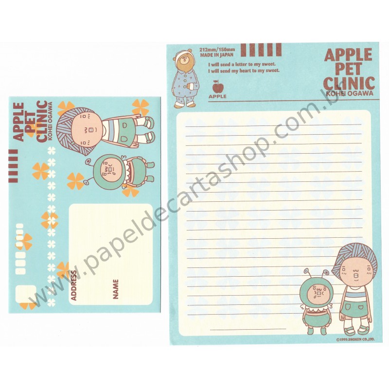 Conjunto de Papel de Carta Importado Apple Pet Clinic - Japan