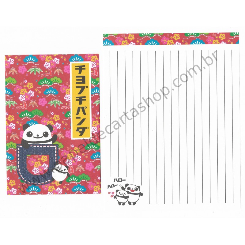 Conjunto de Papel de Carta Importado PANDA - Kamio Japan