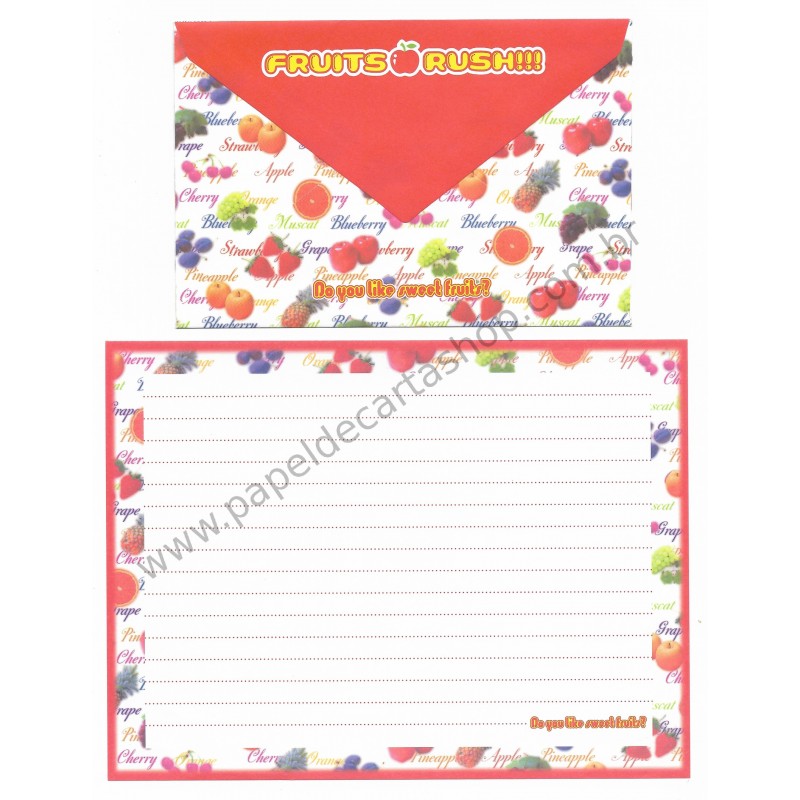 Conjunto de Papel de Carta Importado Sweet Fruit - San-X