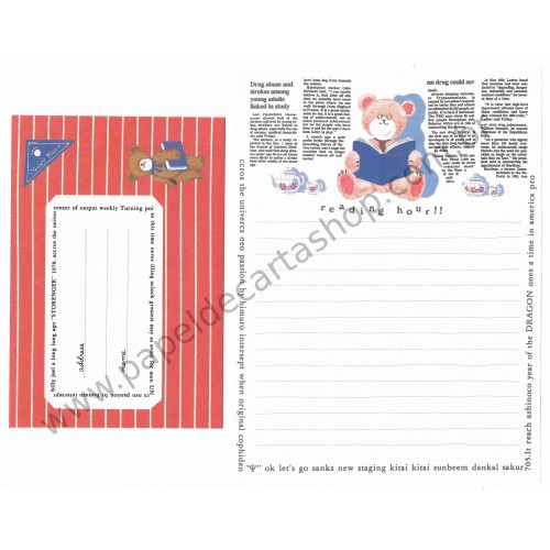 Conjunto de Papel de Carta Importado Reading Hour Japan