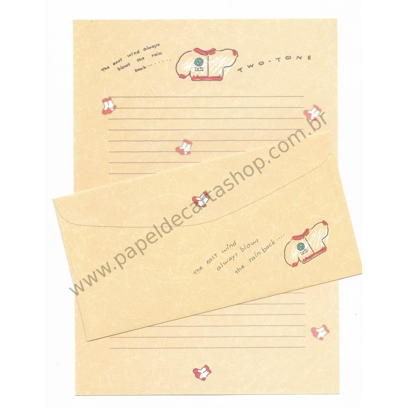 Conjunto de Papel de Carta Antigo (Vintage) Two Tone - Yukari Japan