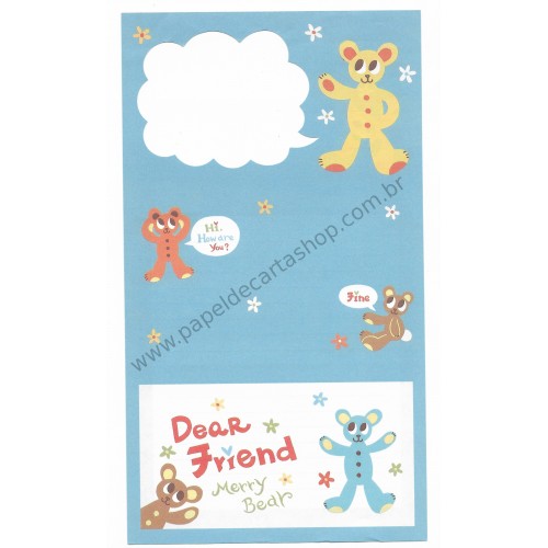 Conjunto de Papel de Carta Antigo (Vintage) Merry Bear