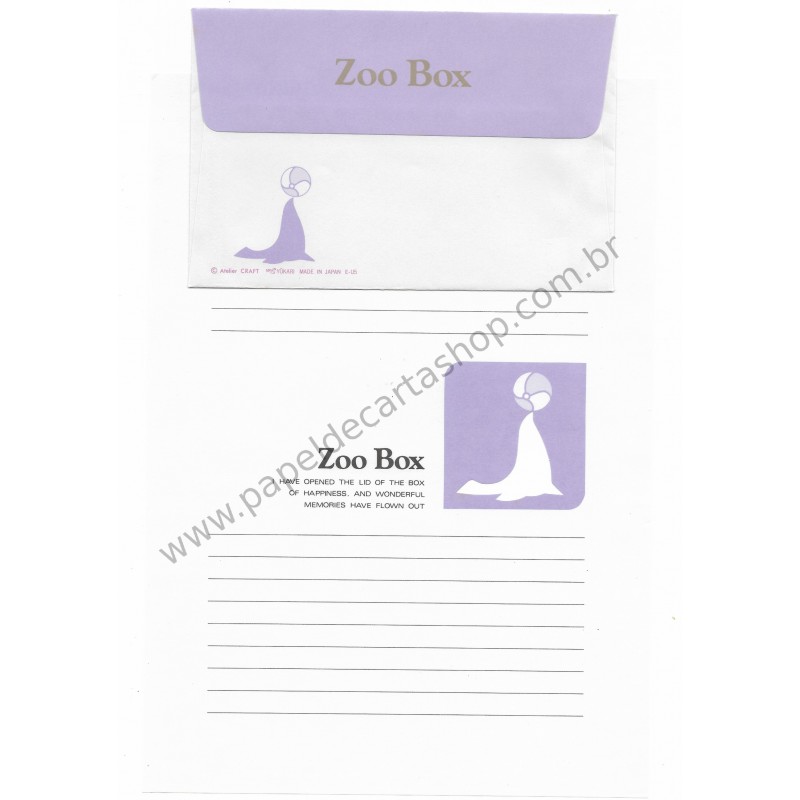 Conjunto de Papel de Carta Antigo (Vintage) Zoo Box - YUKARI Japan
