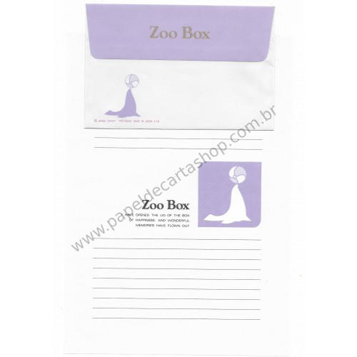 Conjunto de Papel de Carta Antigo (Vintage) Zoo Box - YUKARI Japan