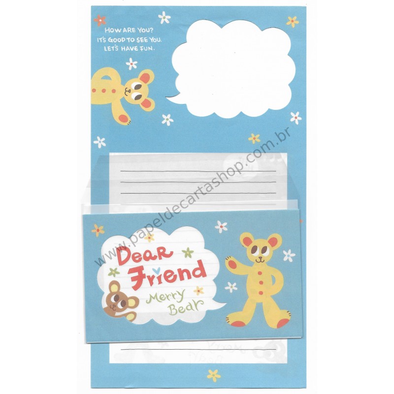 Conjunto de Papel de Carta Antigo (Vintage) Merry Bear