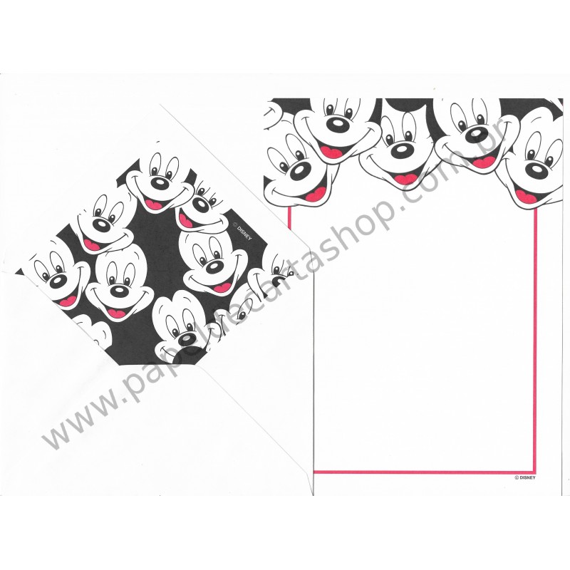 Conjunto de Papel de Carta Antigo Importado Disney Mickey Mouse (BRA4)