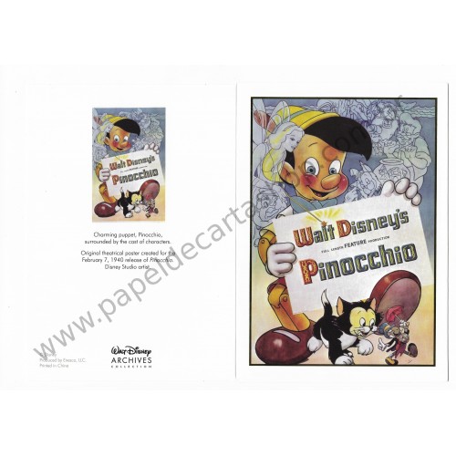 Coleção 10 NOTECARDS CARTÕES Disney Archives Pinocchio