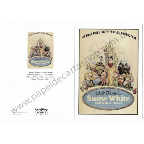 Coleção 10 NOTECARDS CARTÕES Disney Archives SNOW WHITE