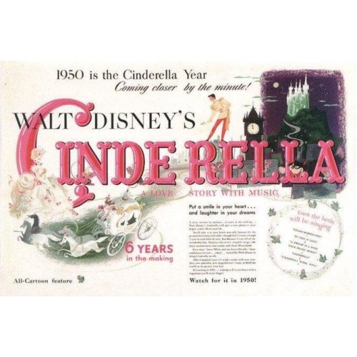 Coleção 5 NOTECARDS CARTÕES Disney Cinderella 