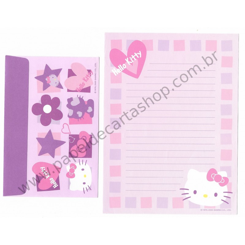 Ano 2005. Conjunto de Papel de Carta Hello Kitty CLR Sanrio