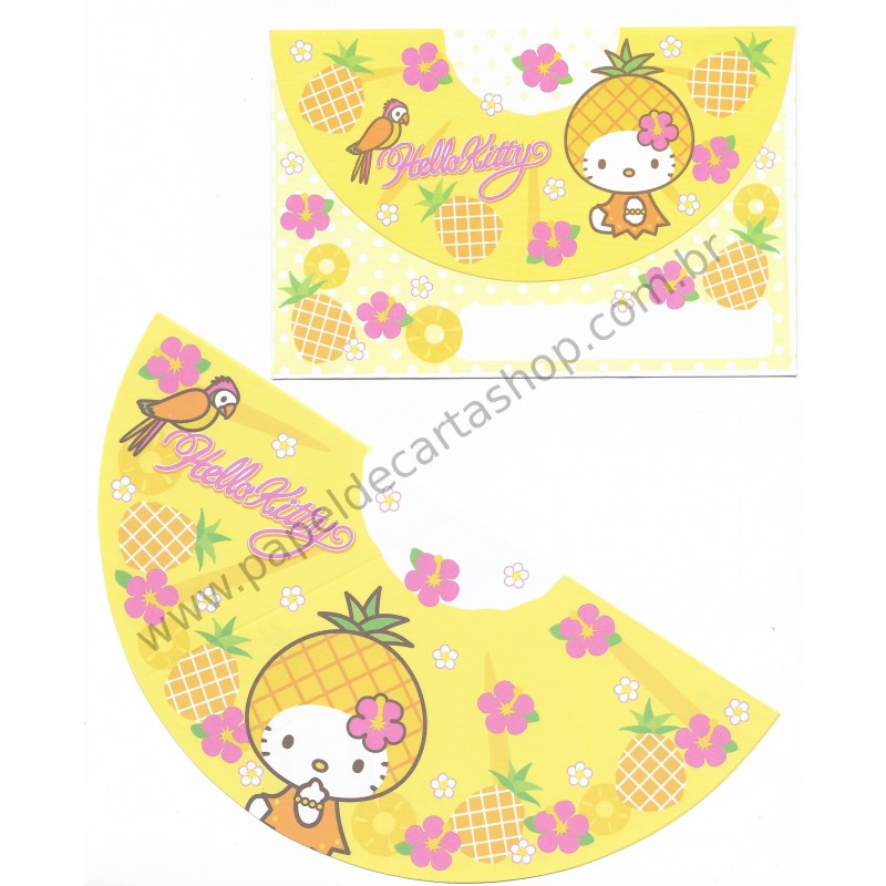 Ano 2007. Conjunto de Papel de Carta Hello Kitty Pineapple Sanrio