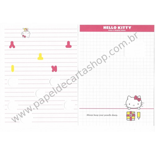Ano 2004. Conjunto de Papel de Carta Hello Kitty HKT Sanrio