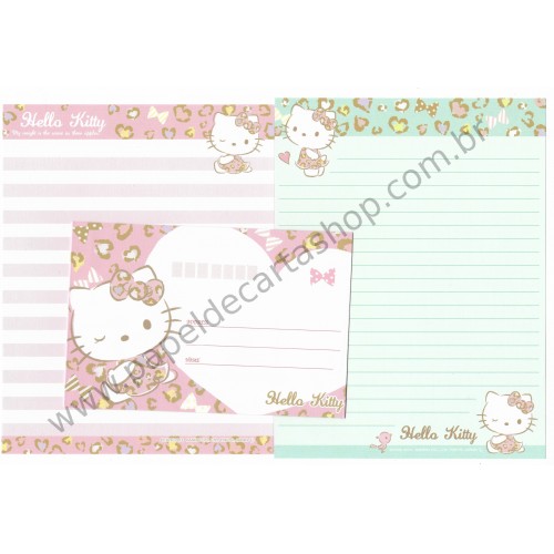 Ano 2014. Kit 2 Conjuntos de Papel de Carta Hello Kitty 3 Apples Sanrio