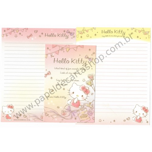 Ano 2015. Kit 2 Conjuntos de Papel de Carta Hello Kitty Fun Sanrio