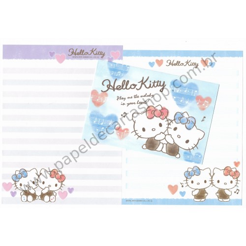 Ano 2015. Kit 2 Conjuntos de Papel de Carta Hello Kitty Melody Sanrio
