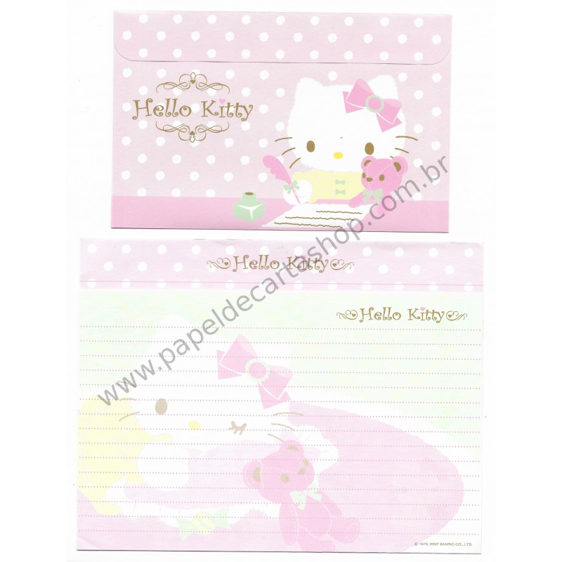 Ano 2007. Conjunto de Papel de Carta Hello Kitty CRV Sanrio