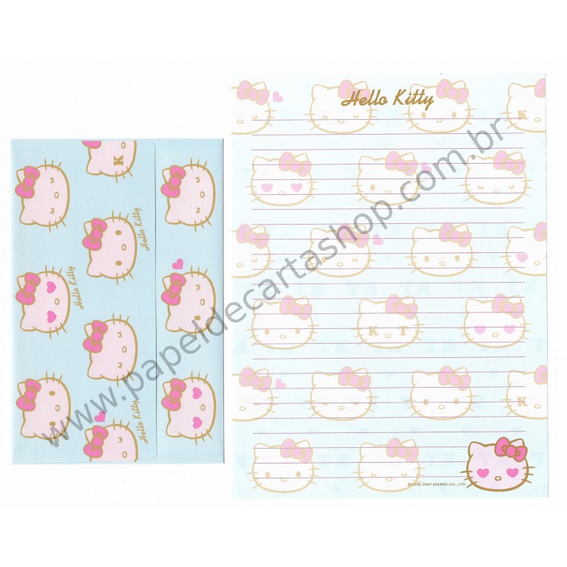 Ano 2007. Conjunto de Papel de Carta Hello Kitty KT CAZ Sanrio