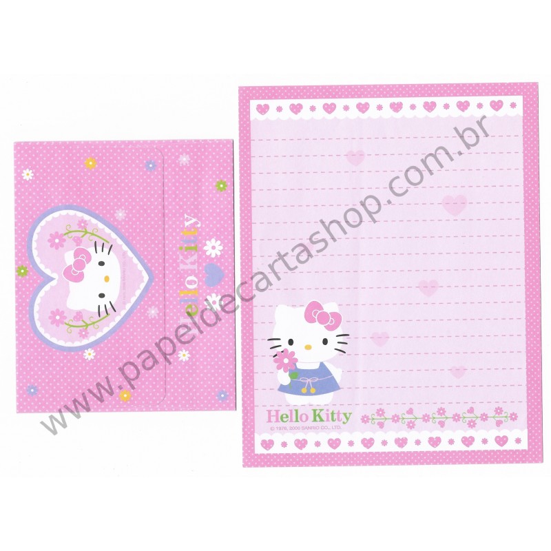 Ano 2006. Conjunto de Papel de Carta Hello Kitty Flower CRS Sanrio