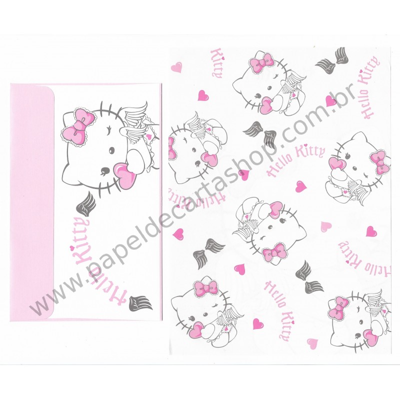 Ano 2007. Conjunto de Papel de Carta Hello Kitty Angel Sanrio